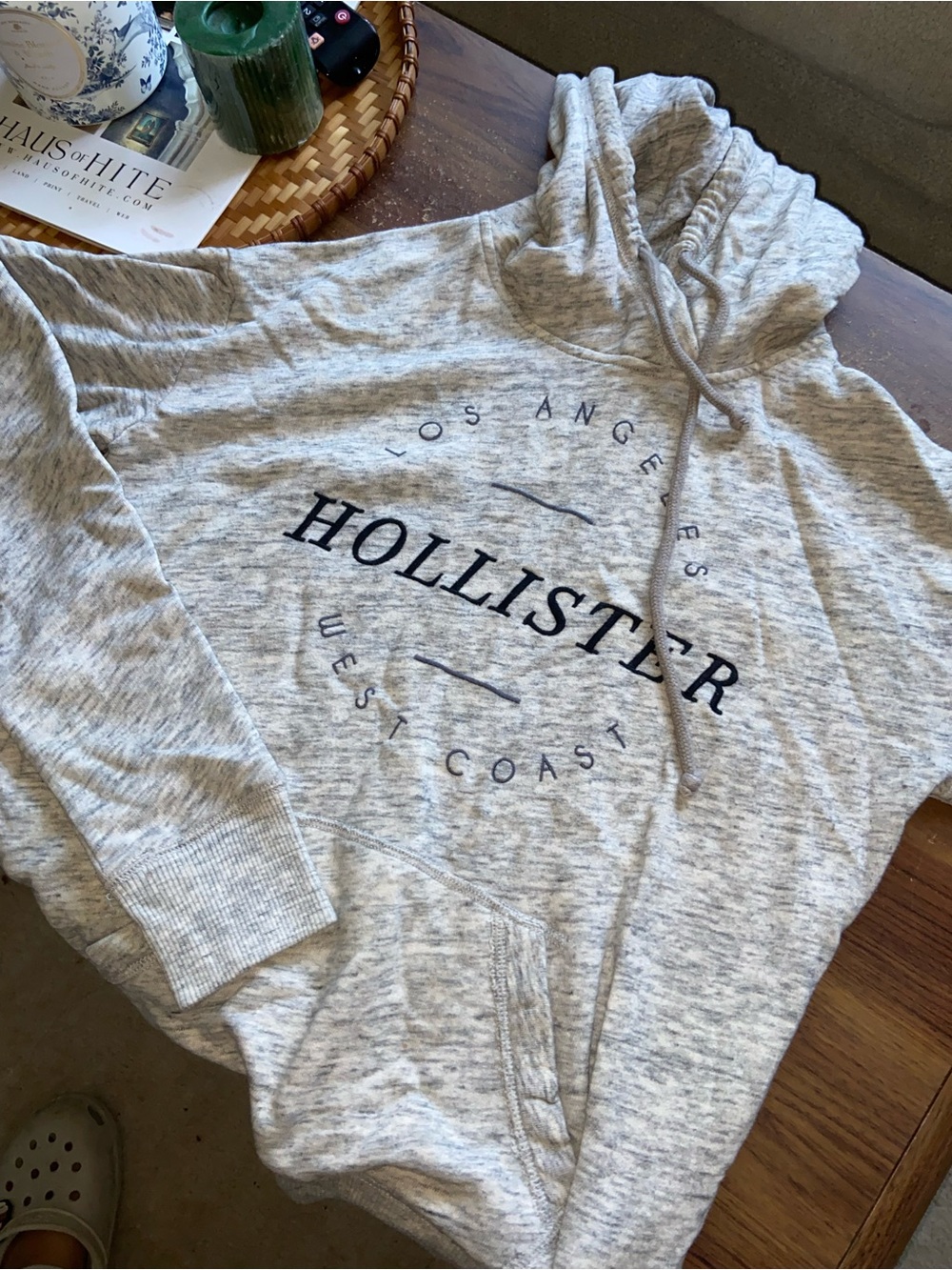 Hollister Kids' Heather Gray Logo Hoodie